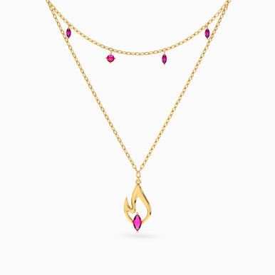 Flame Pink Stone Layered Necklace in 18K Gold - 21046111019