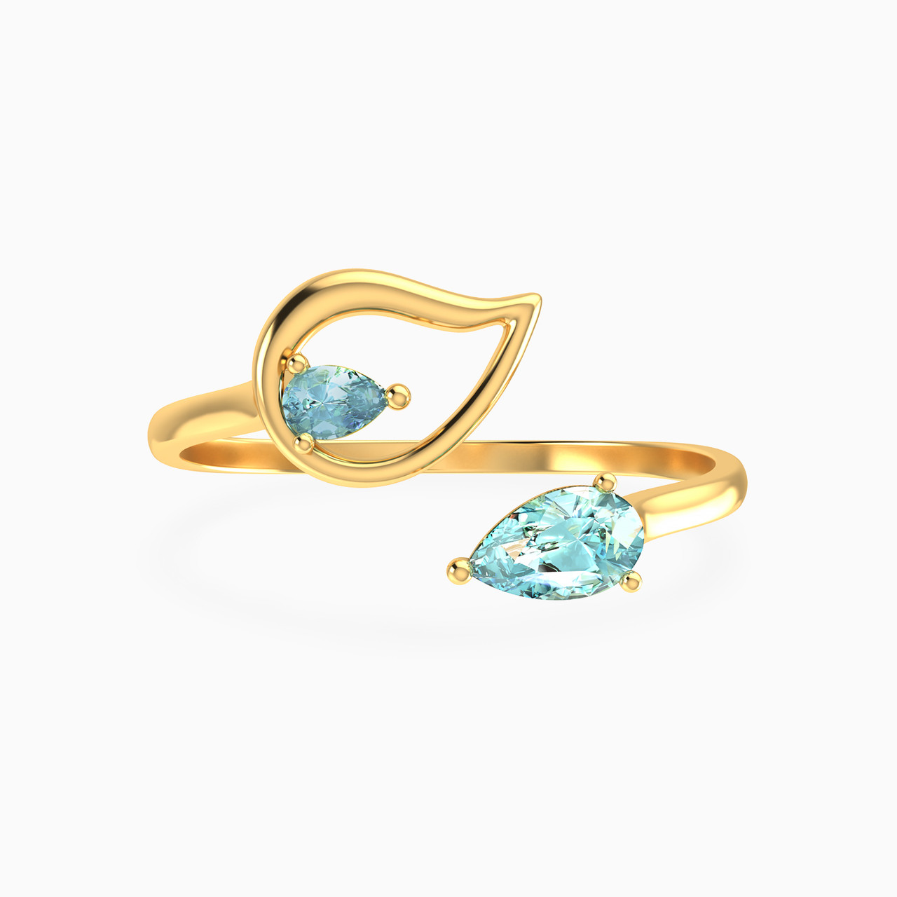 18K Gold Colored Stones Two-headed Ring