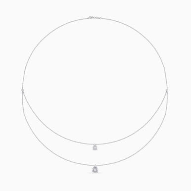 Pear Diamond Layered Necklace in 18K Gold - KN700228-SI3