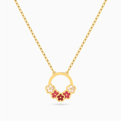 Kids Flower Enamel Coated Necklace in 18K Gold - 21046140978