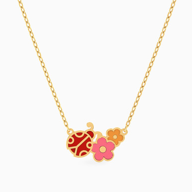 Kids Flower Enamel Coated Necklace in 18K Gold - 21046140981 Kids Flower Enamel Coated Necklace in 18K Gold - 21046140981