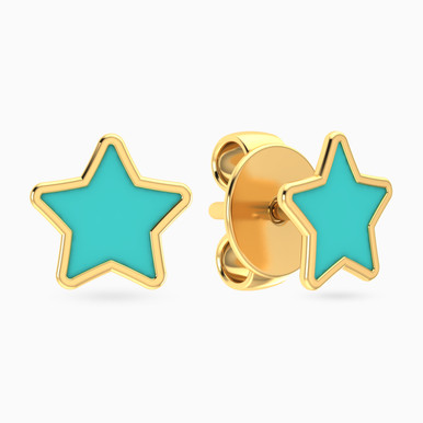 Kids Star Enamel Coated Stud Earrings in 18K Gold - 21051140145