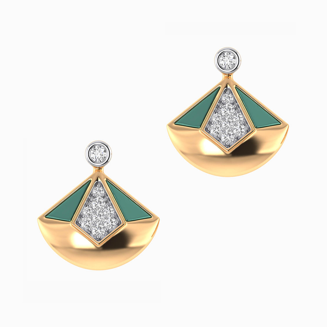 18K Gold Diamond & Colored Stones Stud Earrings