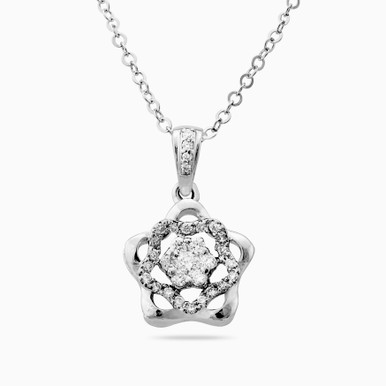 Flower Diamond Necklace in 18K Gold - LNE50011