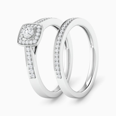 Square Diamond Twin Rings in 18K Gold - RN118779W18DI1