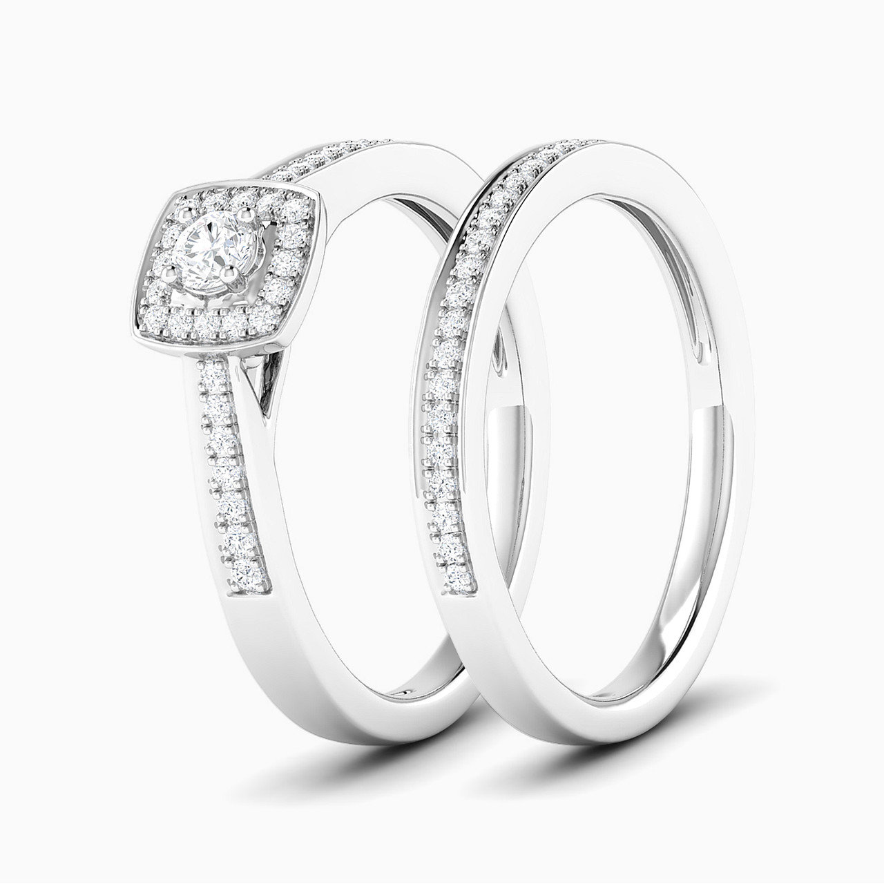 18K Gold Diamond Twin Rings