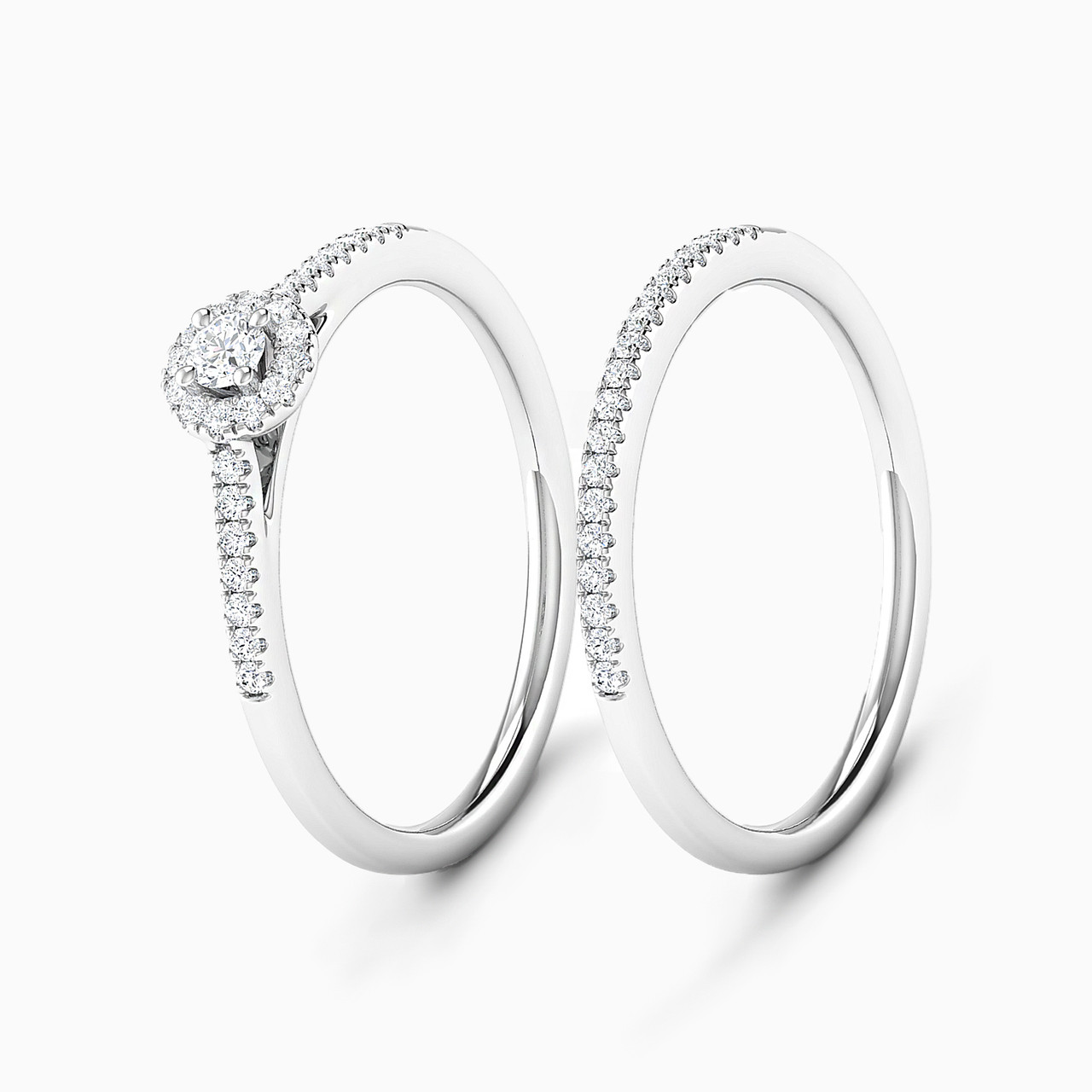 18K Gold Diamond Twin Rings