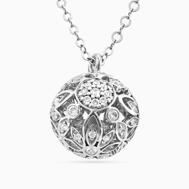 Round Diamond Necklace in 18K Gold - LNE00082W Round Diamond Necklace in 18K Gold - LNE00082W