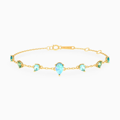 Pear Colored Stones Chain Bracelet in 18K Gold - 111304180369