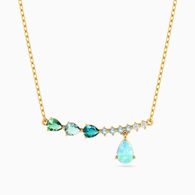 Pear Colored Stones Necklace in 18K Gold - 111404180377