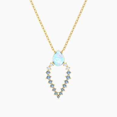 Pear Colored Stones Necklace in 18K Gold - 111404180379