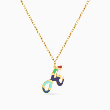 Letter A Enamel Coated Necklace in 18K Gold - 21046111055