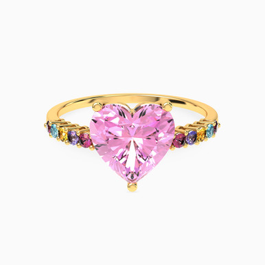Heart Colored Stones Statement Ring in 18K Gold - 111104180317