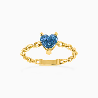 Heart Blue Stone Statement Ring in 18K Gold - 111101140001