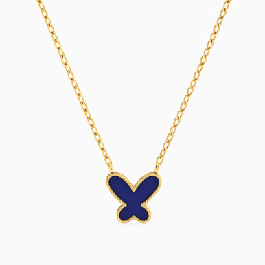 Kids Butterfly Enamel Coated Necklace in 18K Gold - 21046111044