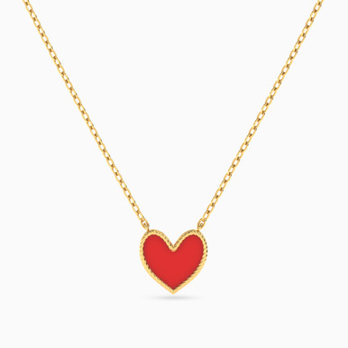 Kids Heart Enamel Coated Necklace in 18K Gold - 21046111047