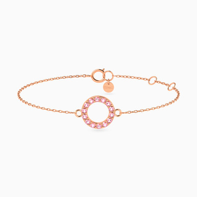 Circle Rose Stone Chain Bracelet in 18K Gold - 21047110297