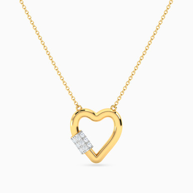 Heart Colored Stones Necklace in 18K Gold - 21046111065