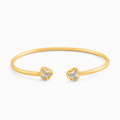 Flower Diamond Cuff Bracelet in 18K Gold - LBR00013Y Flower Diamond Cuff Bracelet in 18K Gold - LBR00013Y