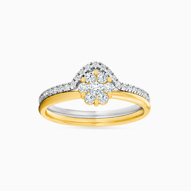 Flower Diamonds Twin Rings in 18K Gold - 111102400045
