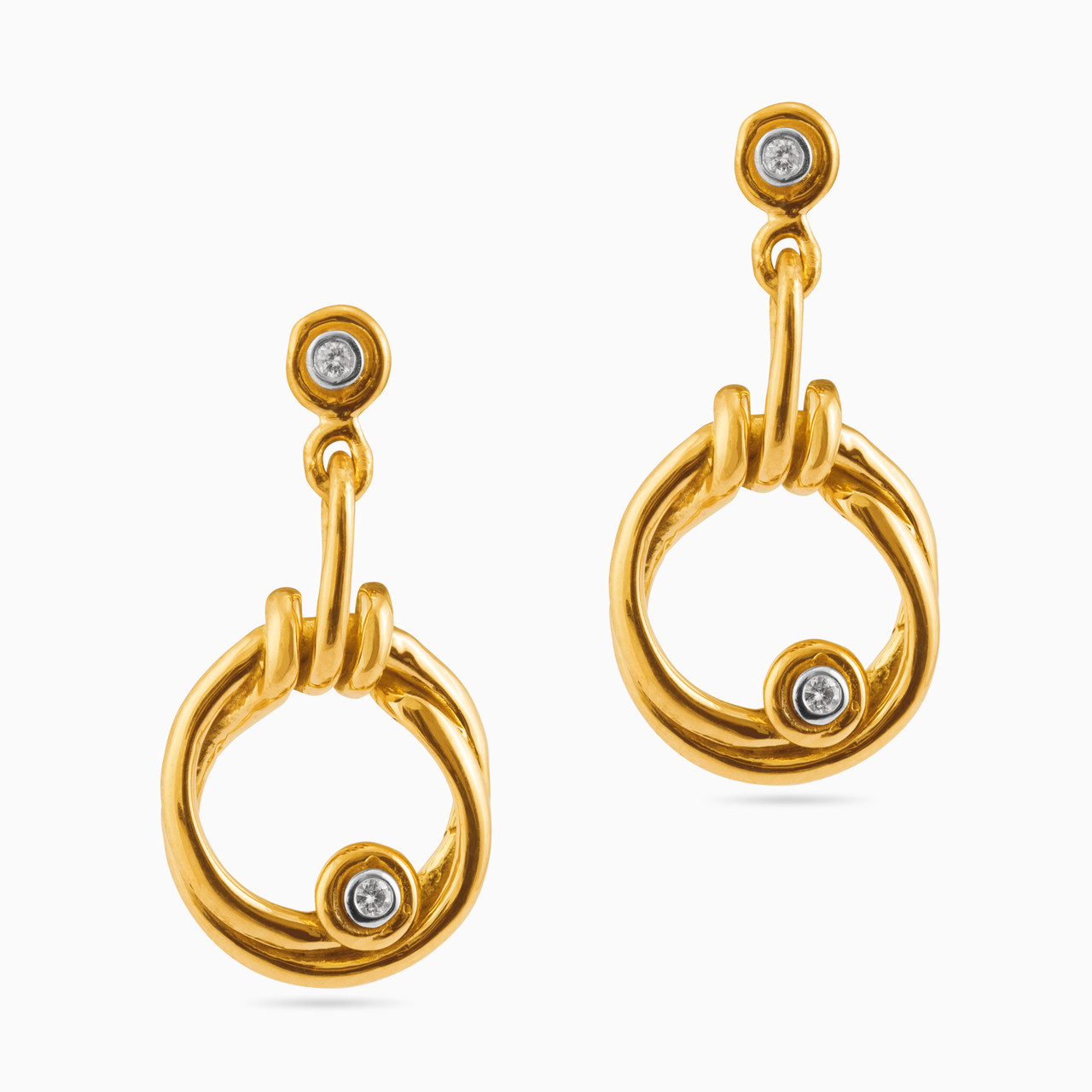 18K Gold Diamond Drop Earrings