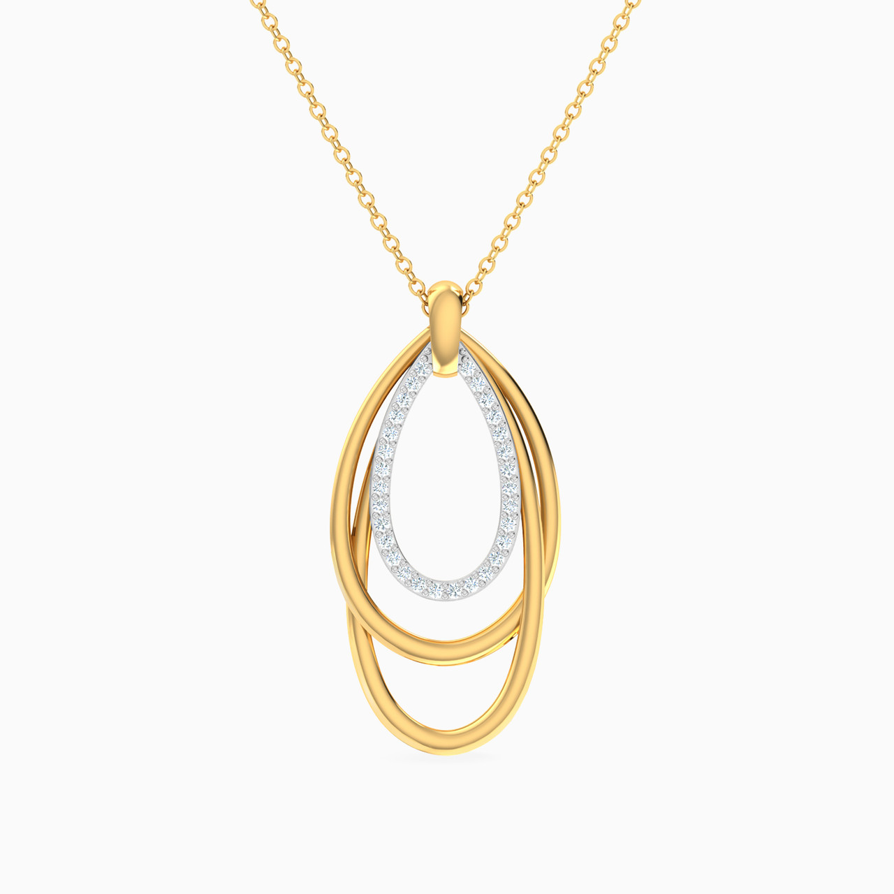 Pear Shaped Diamond Pendant with 18K Gold Chain