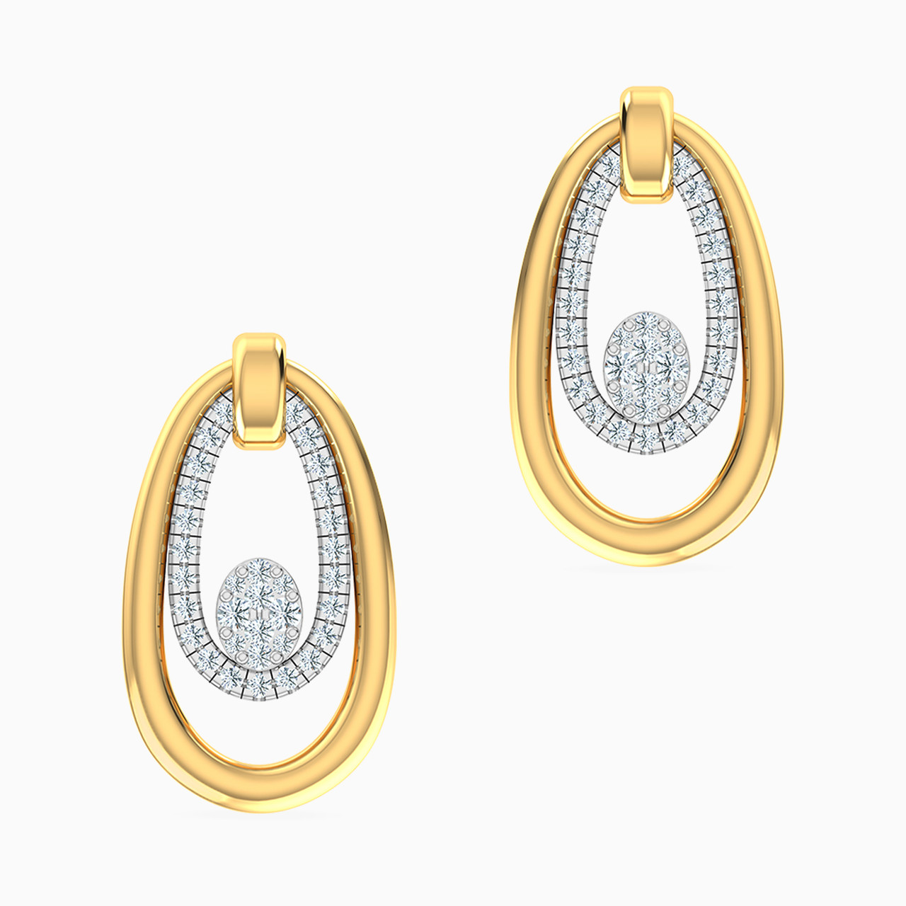 Oval Shaped Diamond Drop Earrings in 18K Gold