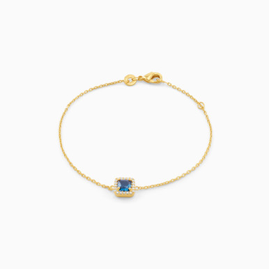 Square Blue Stone Gold Plated Chain Bracelet - 97380618