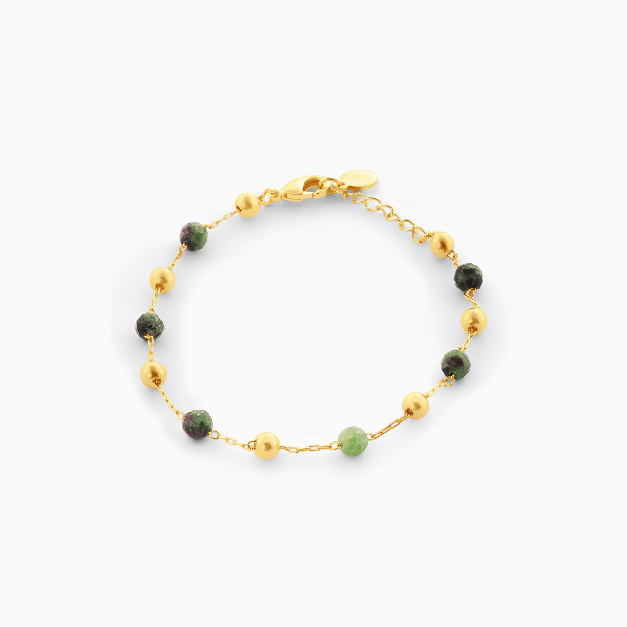 Gold Plated Colored Stones Chain Bracelet