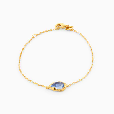 Pear Colored Stones Gold Plated Chain Bracelet - 97382018