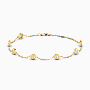 Circle Diamond Chain Bracelet in 18K Gold - BR400685Y18DI1