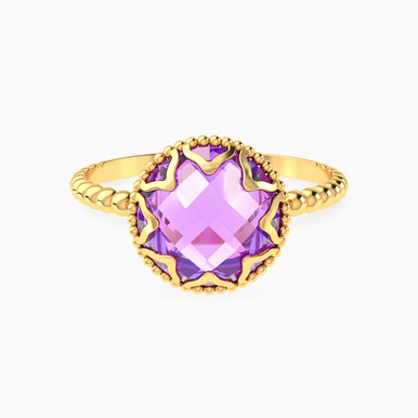 Round Purple Stone Statement Ring in 18K Gold - 111104160343