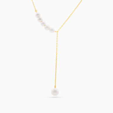 Drop Pearl Necklace in 18K Gold - LNE00130