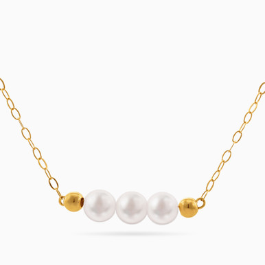 Round Pearl Necklace in 18K Gold - LNE00117