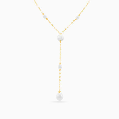 Drop Pearl Necklace in 18K Gold - LNE00134
