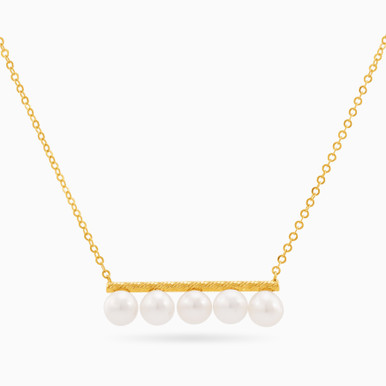 Bar Pearl Necklace in 18K Gold - LNE00111