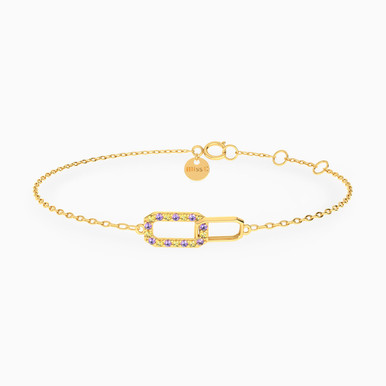 Rectangle Shaped Colored Stones Chain Bracelet in 18K Gold - 21047110293 Rectangle Shaped Colored Stones Chain Bracelet in 18K Gold - 21047110293