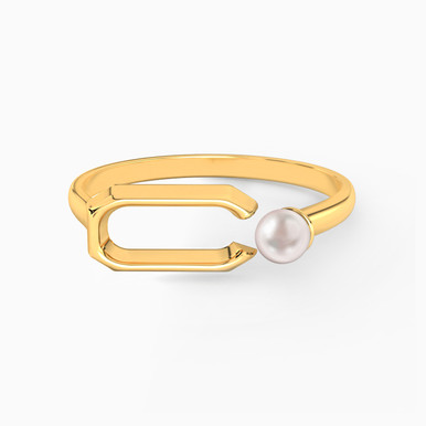 Rectangle Shaped Pearls Statement Ring in 18K Gold - 21048110698
