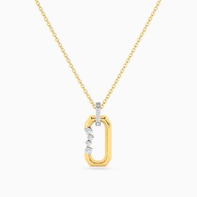 Rectangle Diamond Necklace in 18K Gold - 21046111089