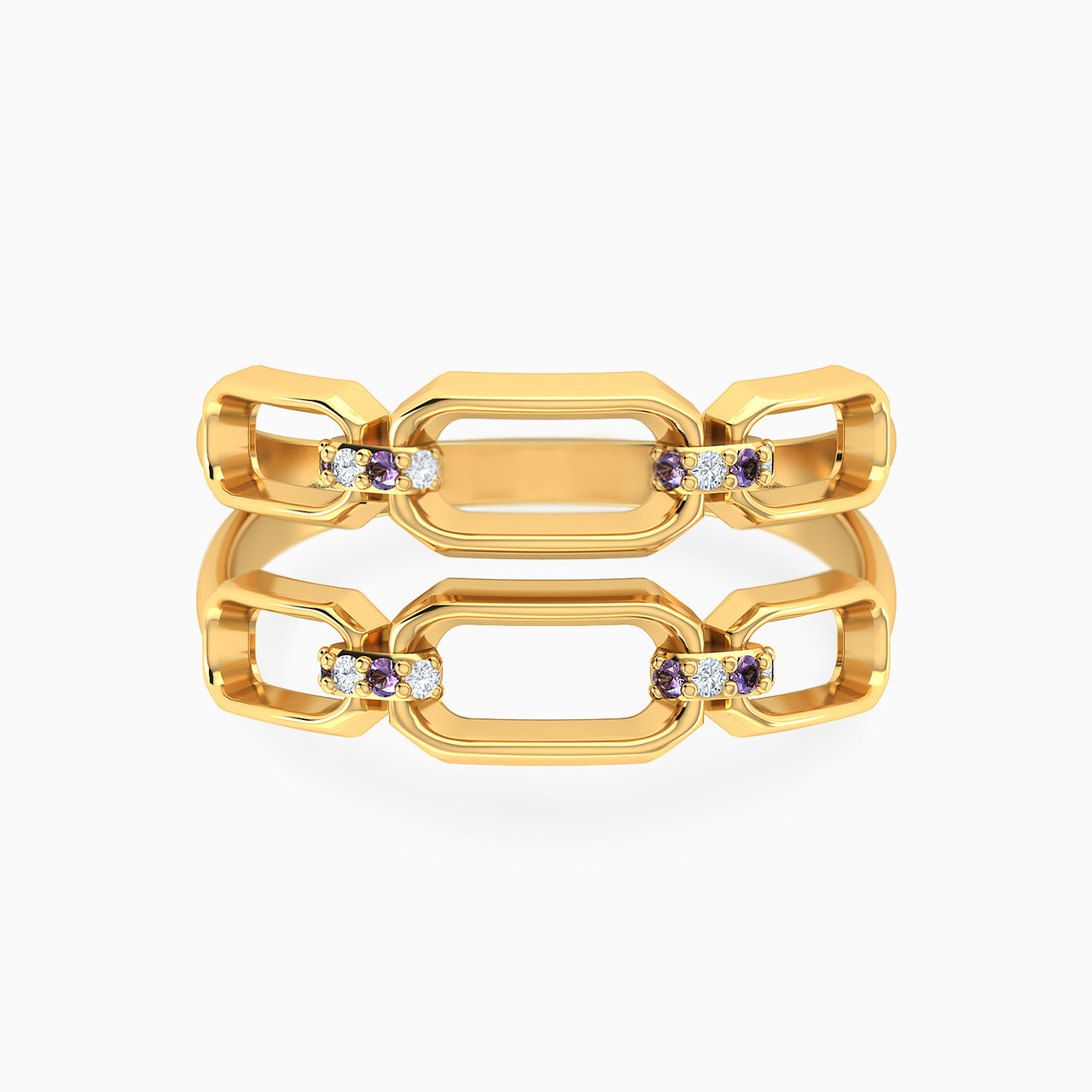 18K Gold Colored Stones Statement Ring