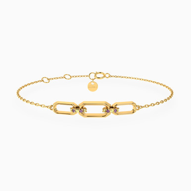 Rectangle Shaped Colored Stones Chain Bracelet in 18K Gold - 21047110291