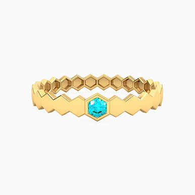Hexagon Colored Stones Ring in 18K Gold - 21048110708