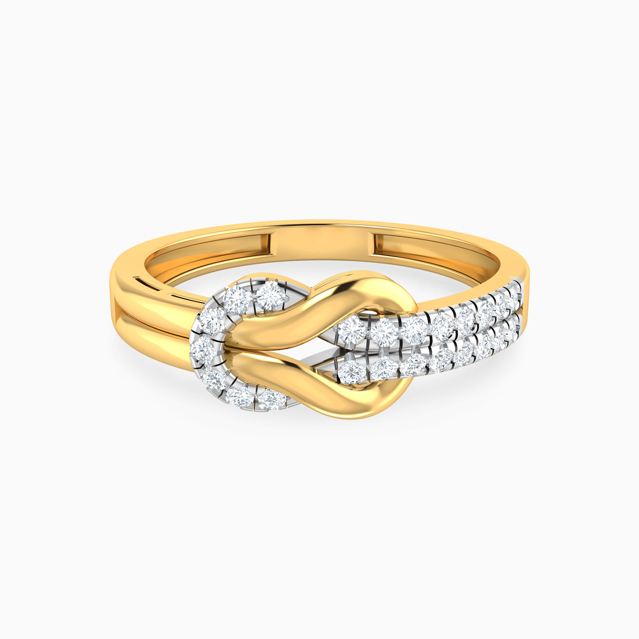 Knot Shaped Diamond Statement Ring in 18K Gold