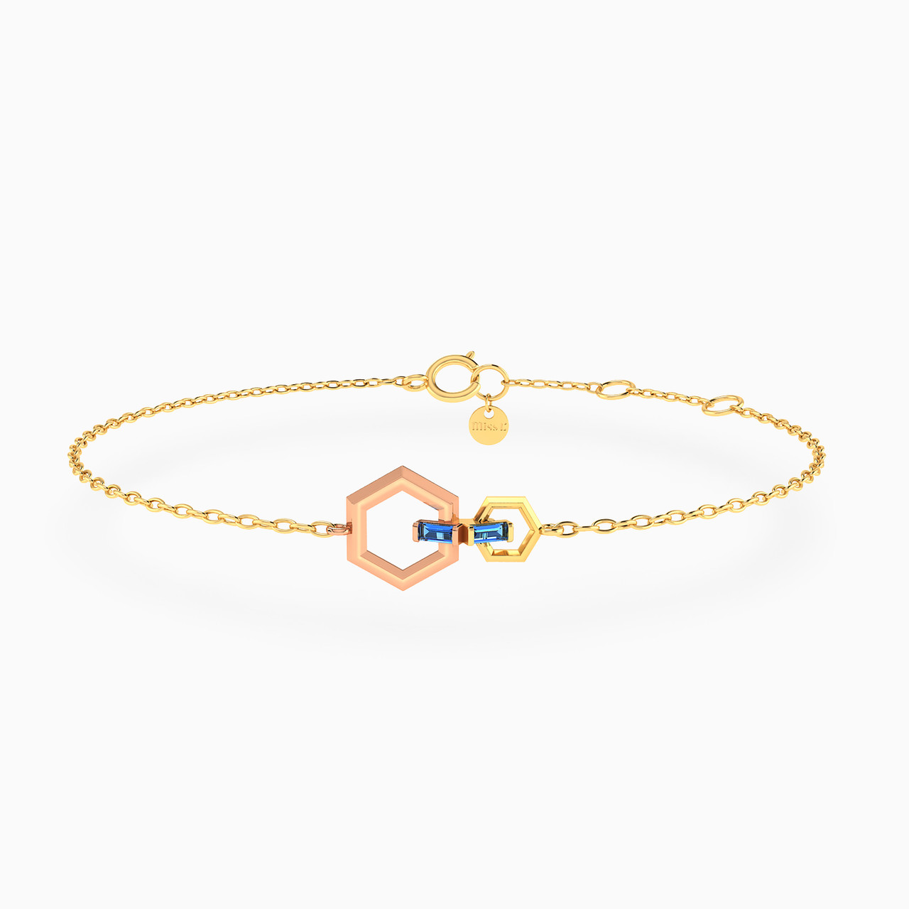 18K Gold Colored Stones Chain Bracelet