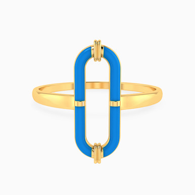 Oval Shaped Enamel Coated Statement Ring in 18K Gold - 111113150051