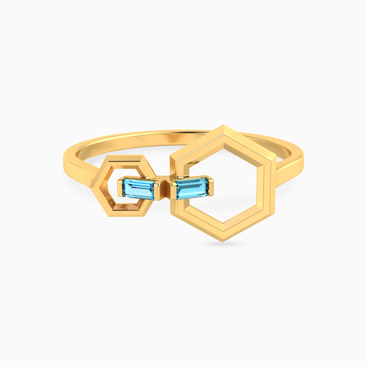 18K Gold Colored Stones Statement Ring