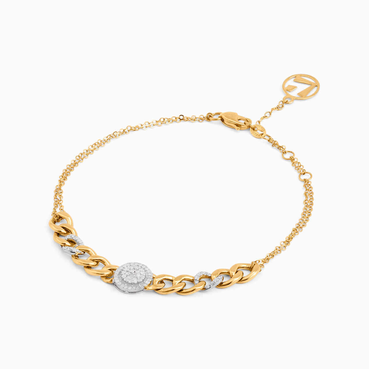 Circle Colored Stones Chain Bracelet in 18K Gold