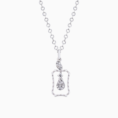 Rectangle Diamond Necklace in 18K Gold - EPC00014
