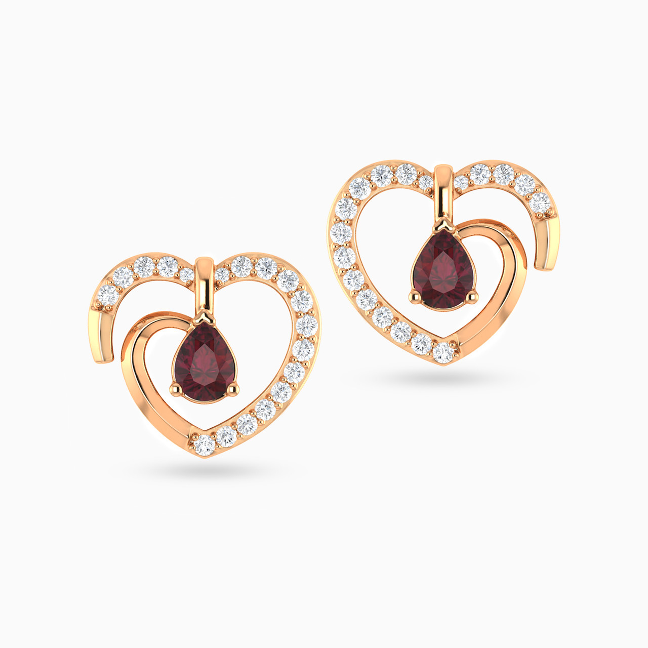 18K Gold Diamond & Colored Stones Stud Earrings
