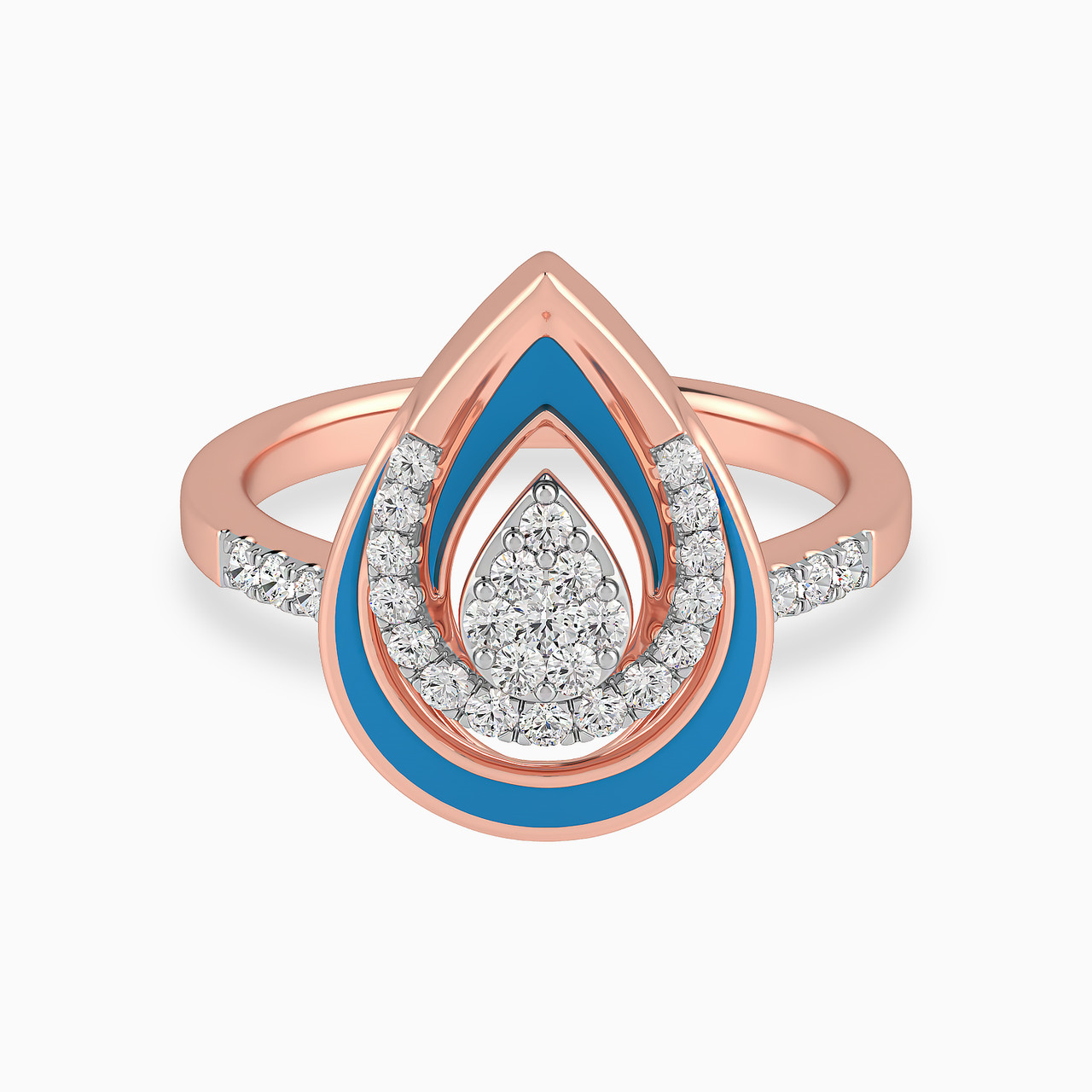 18K Gold Diamond & Enamel Coated Statement Ring